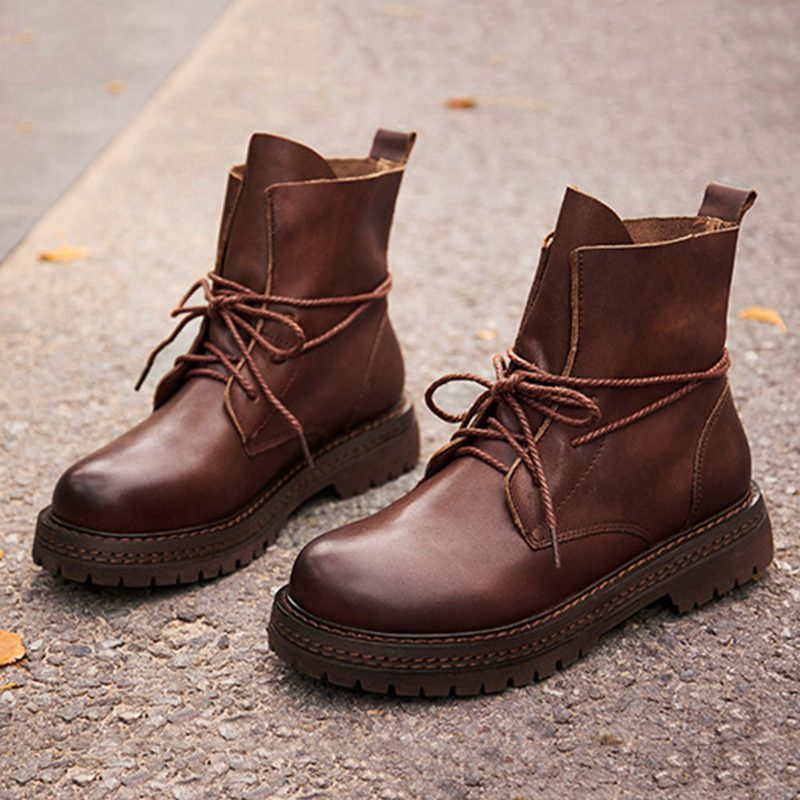 Høst Casual Leather Håndlagde Martin Boots | Gave Sko