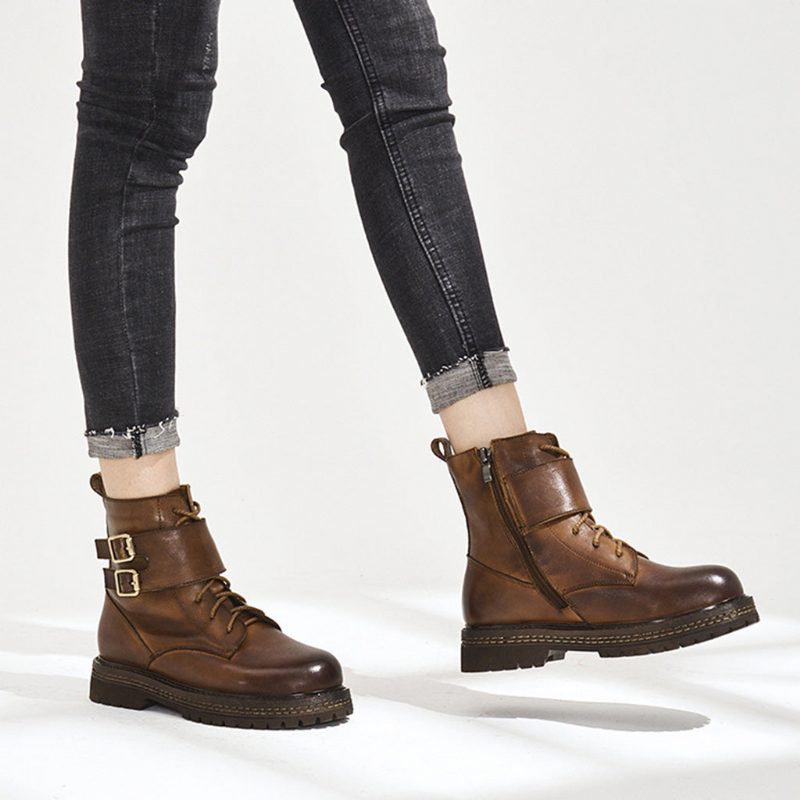 Høst Vinter Casual Leather Martin Boots | Gave Sko