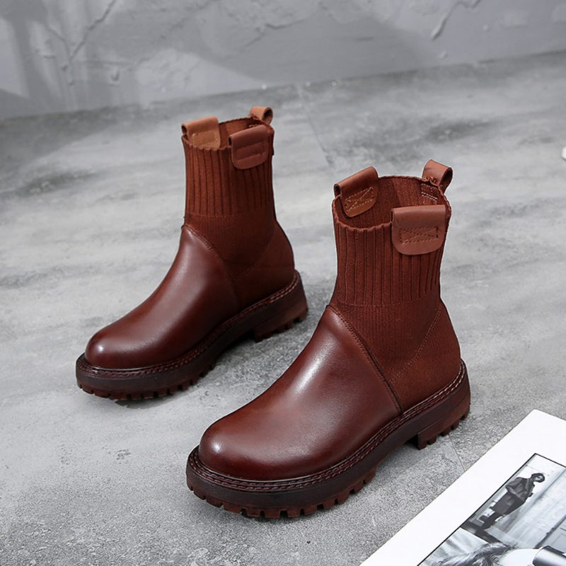 Retro Casual Leather Håndlagde Martin Boots | Gave Sko