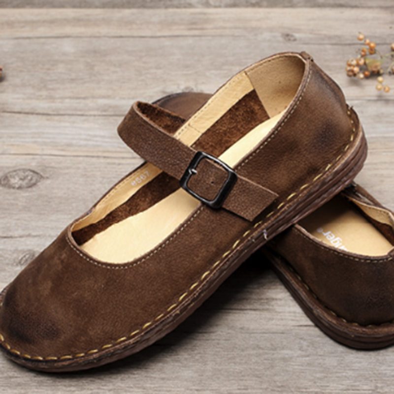 Håndlaget Retro Flat Spenne | Gavesko | 35-42