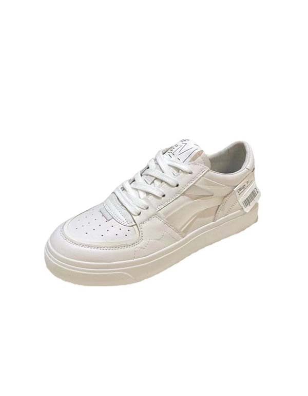 Casual Sneakers I Hvitt Skinn For Kvinner