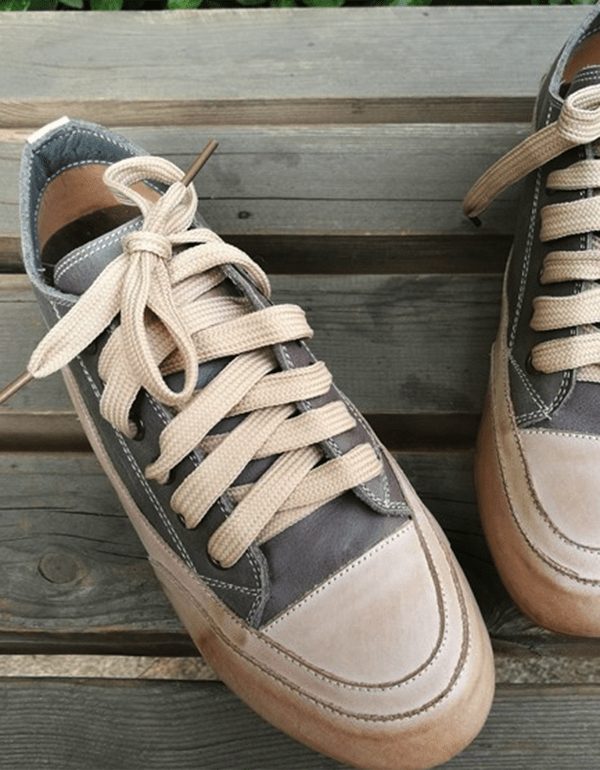 Lace Up Leather Casual Flat Shoes For Kvinner