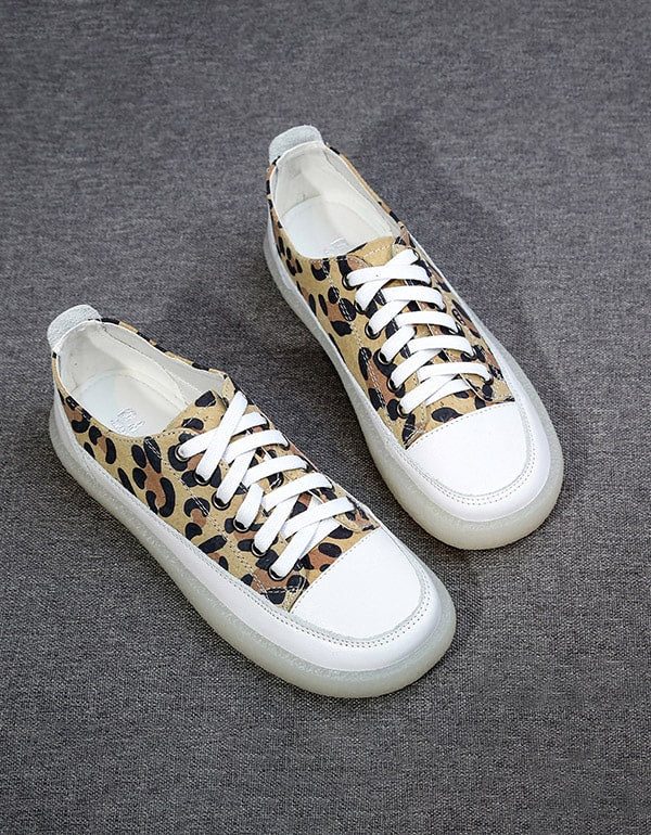 Leopard Print Canvas Flat Dame Fritidssko