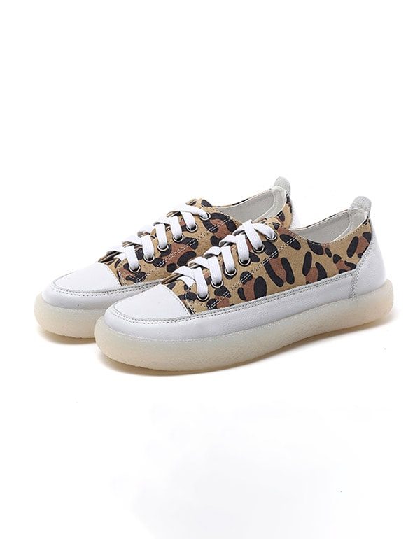 Leopard Print Canvas Flat Dame Fritidssko