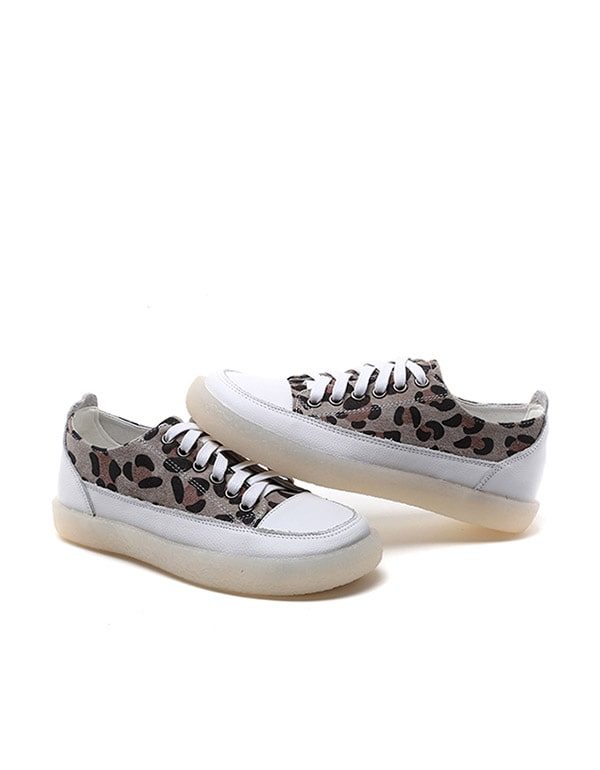 Leopard Print Canvas Flat Dame Fritidssko