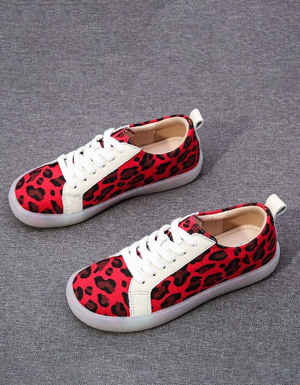 Lerretstrykk Leopard Fritidssko For Kvinner