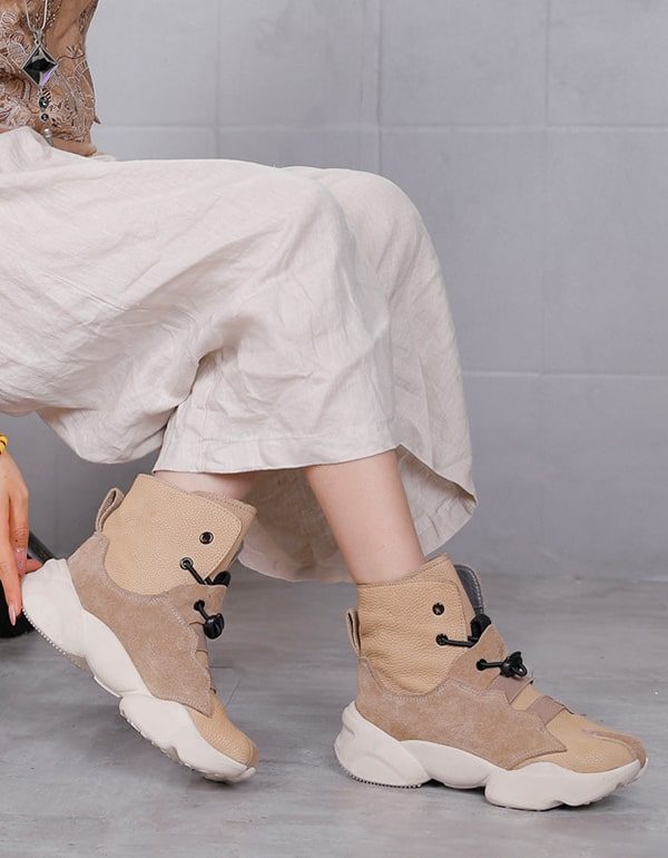 Uformell Tykksåle Split Toe Beige Sneaker