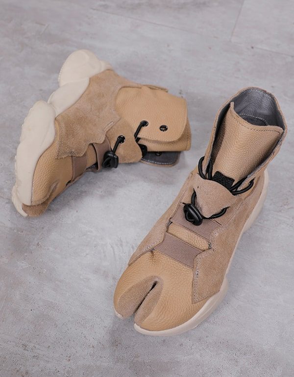 Uformell Tykksåle Split Toe Beige Sneaker