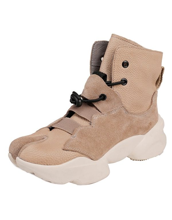 Uformell Tykksåle Split Toe Beige Sneaker