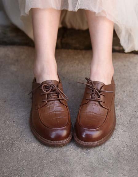 Håndlagde Vintage Comfy Loafers Med Snøring