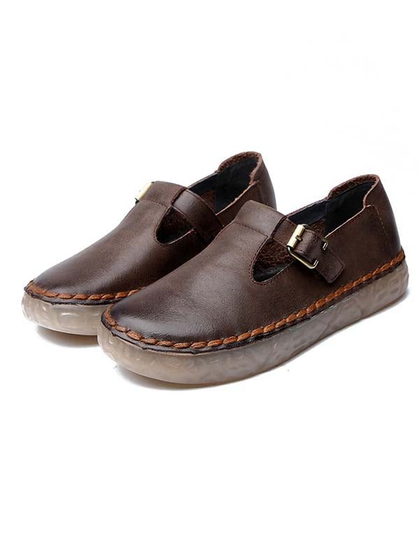 Håndlaget Allsidig Casual Leather Retro Flat Spring