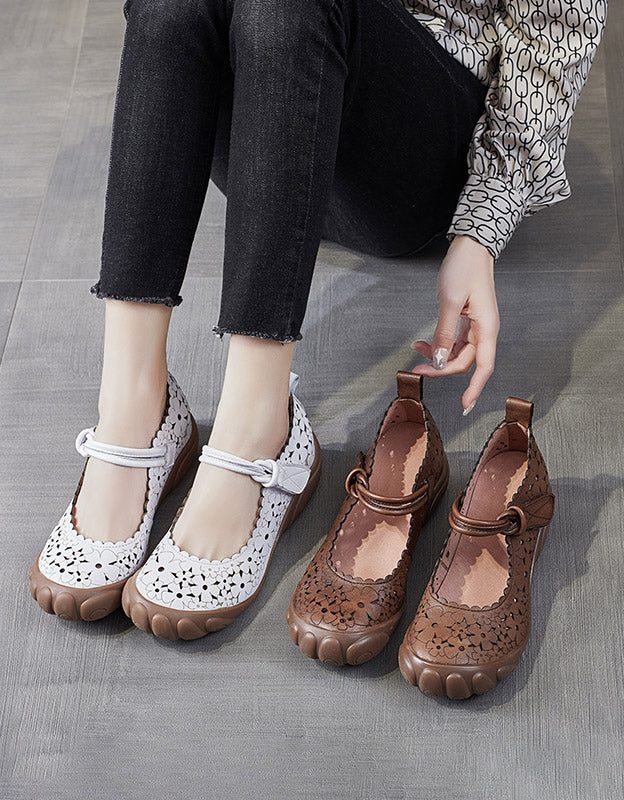 Komfortable Round Head Retro Summer Flat Shoes