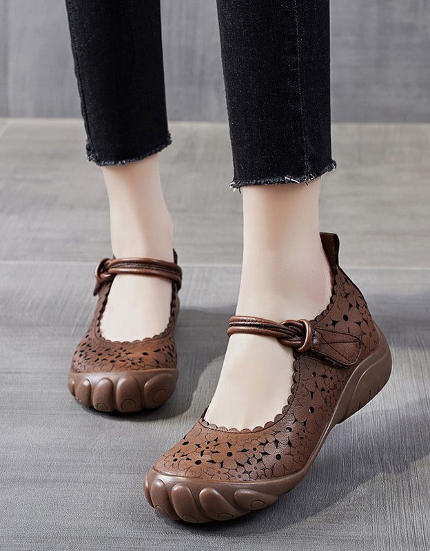 Komfortable Round Head Retro Summer Flat Shoes