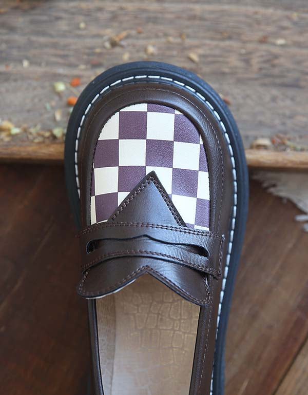 Plaid Med Bred Hode Foran Komfortable Loafers