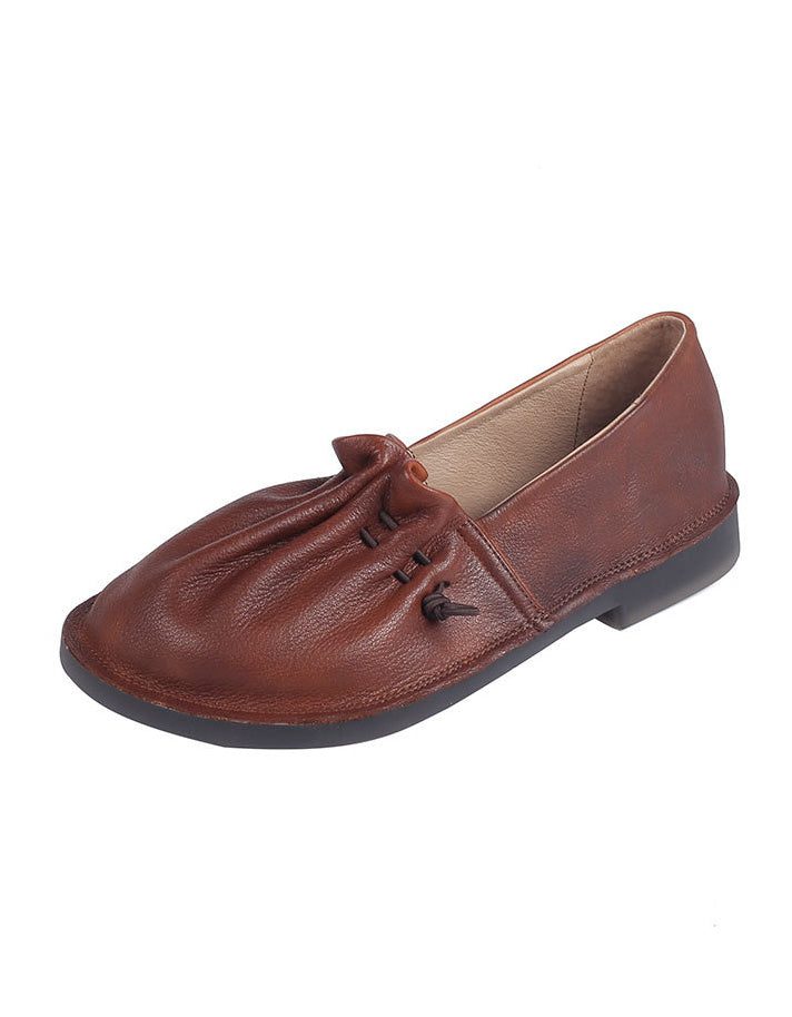 Retro Leather Soft Dame Spring Flat Sko