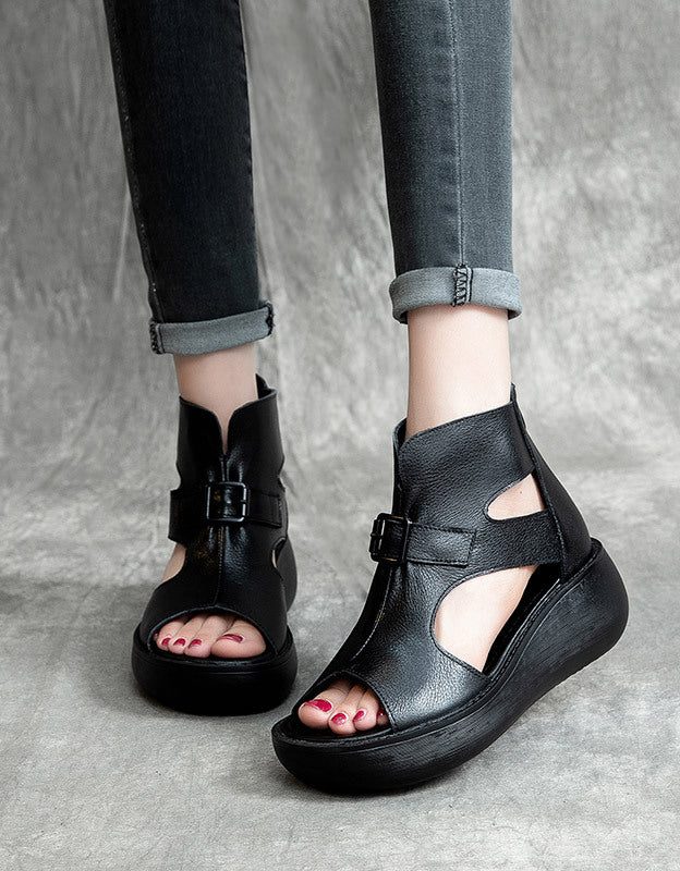 Summer Cut-out Fish Toe Wedge Sandaler