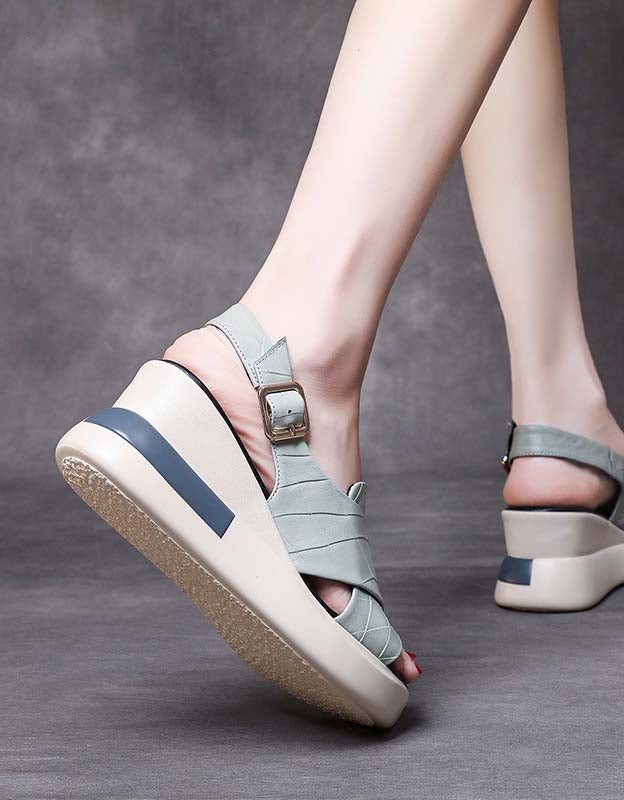 Summer Front Cross Strap Wedge Sandaler Slingback