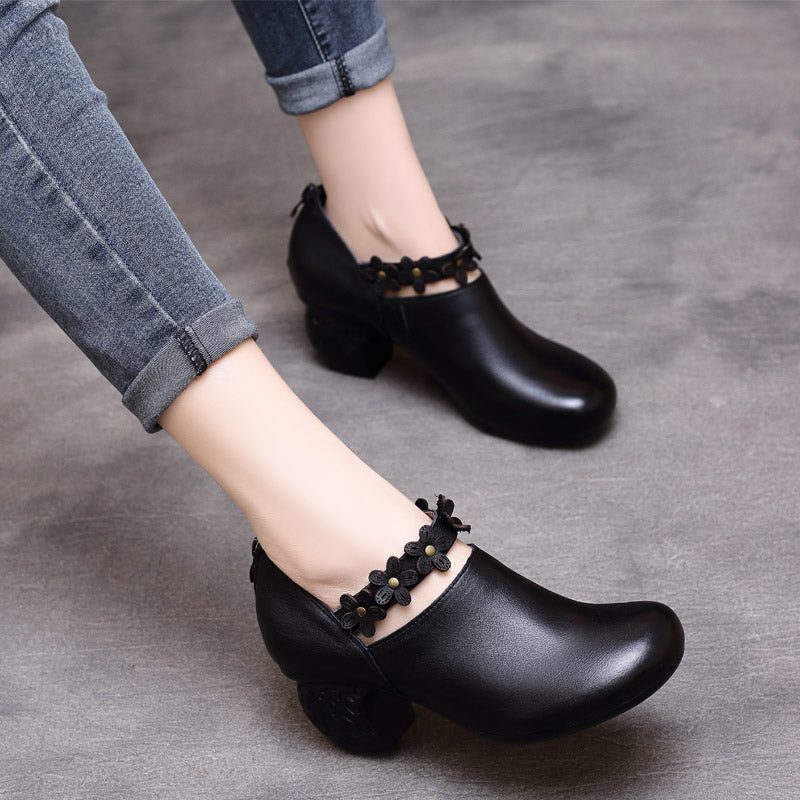 Dame Retro Chunky Heels Sko