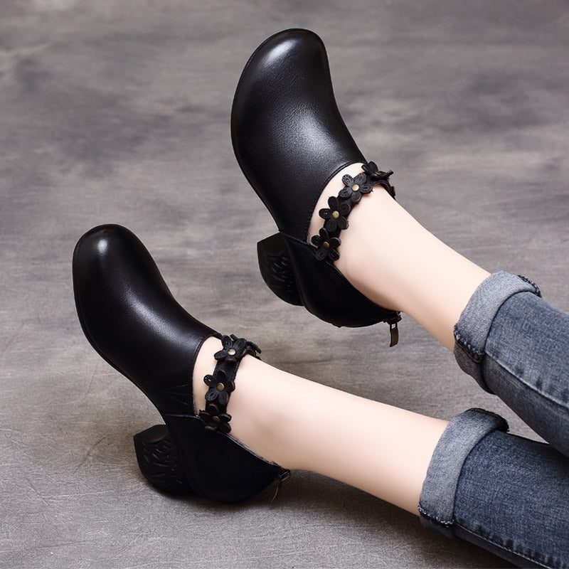 Dame Retro Chunky Heels Sko