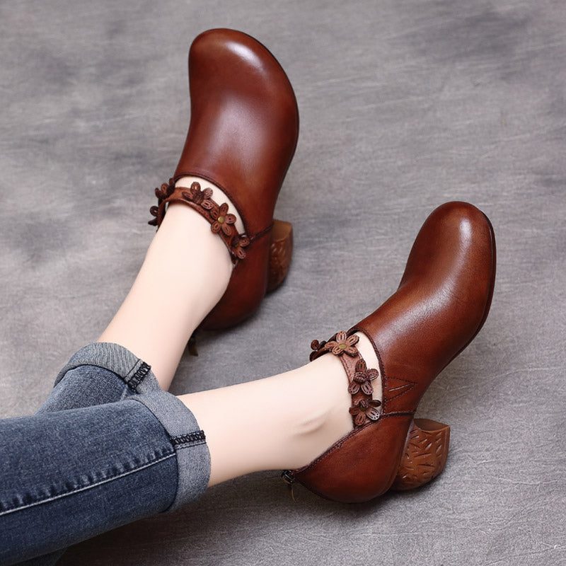 Dame Retro Chunky Heels Sko