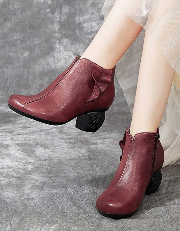 Håndlagde Retro Leather's Chunky Booties