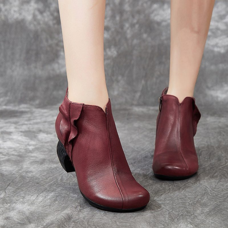 Håndlagde Retro Leather's Chunky Booties