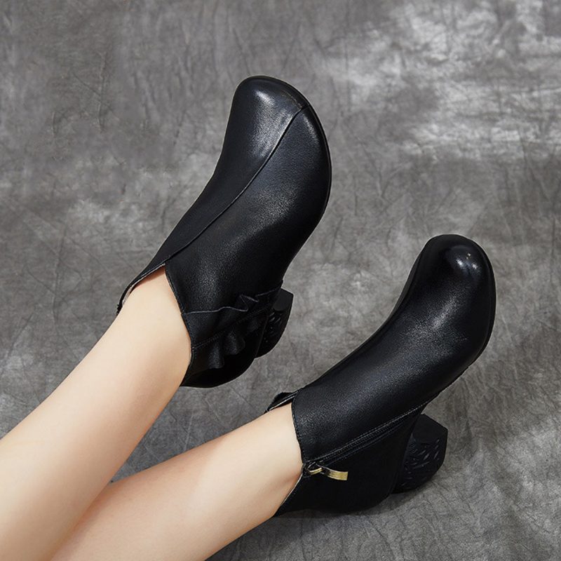 Håndlagde Retro Leather's Chunky Booties