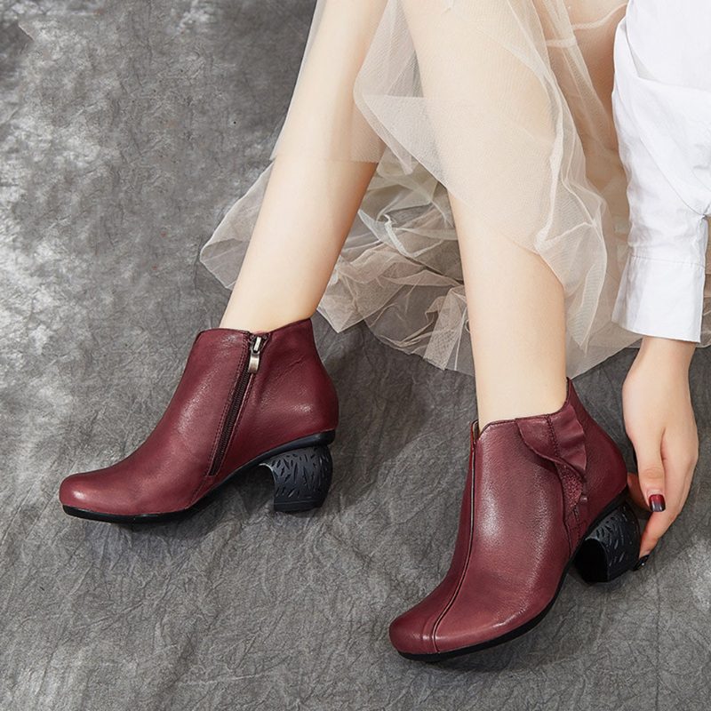 Håndlagde Retro Leather's Chunky Booties