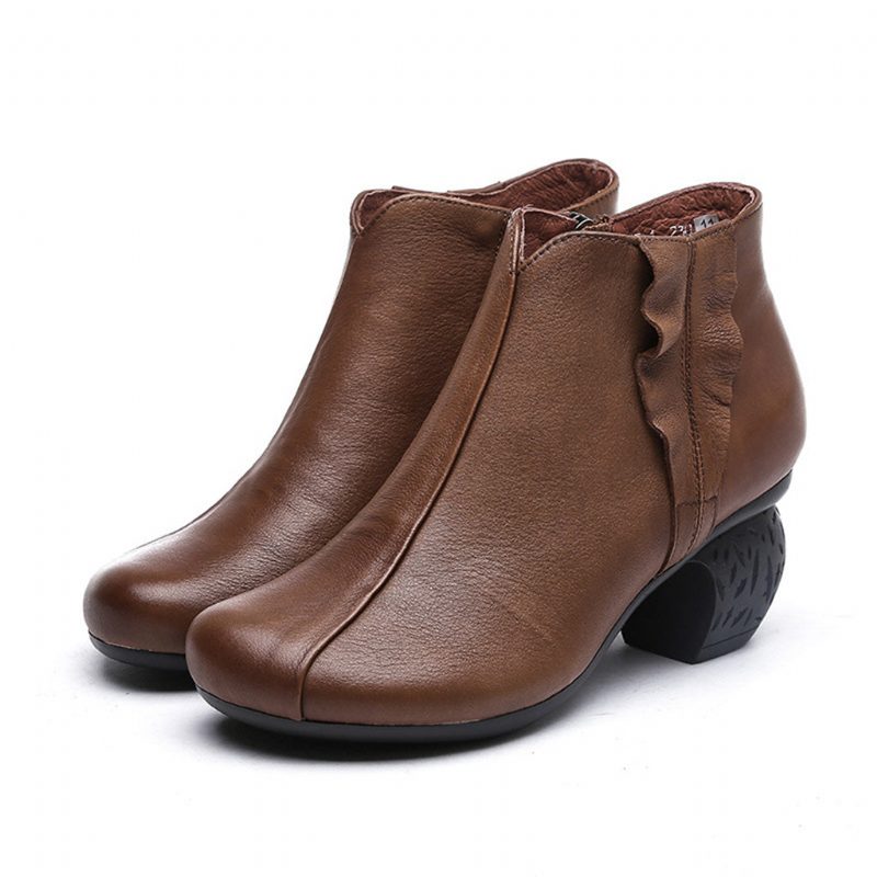 Håndlagde Retro Leather's Chunky Booties