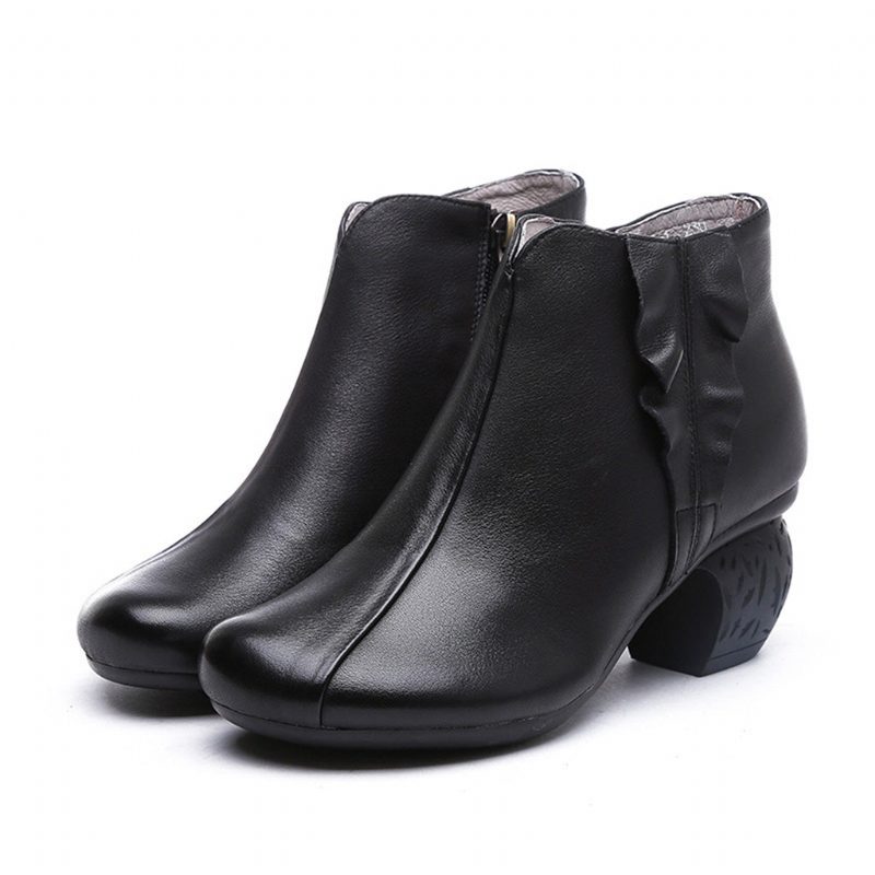 Håndlagde Retro Leather's Chunky Booties