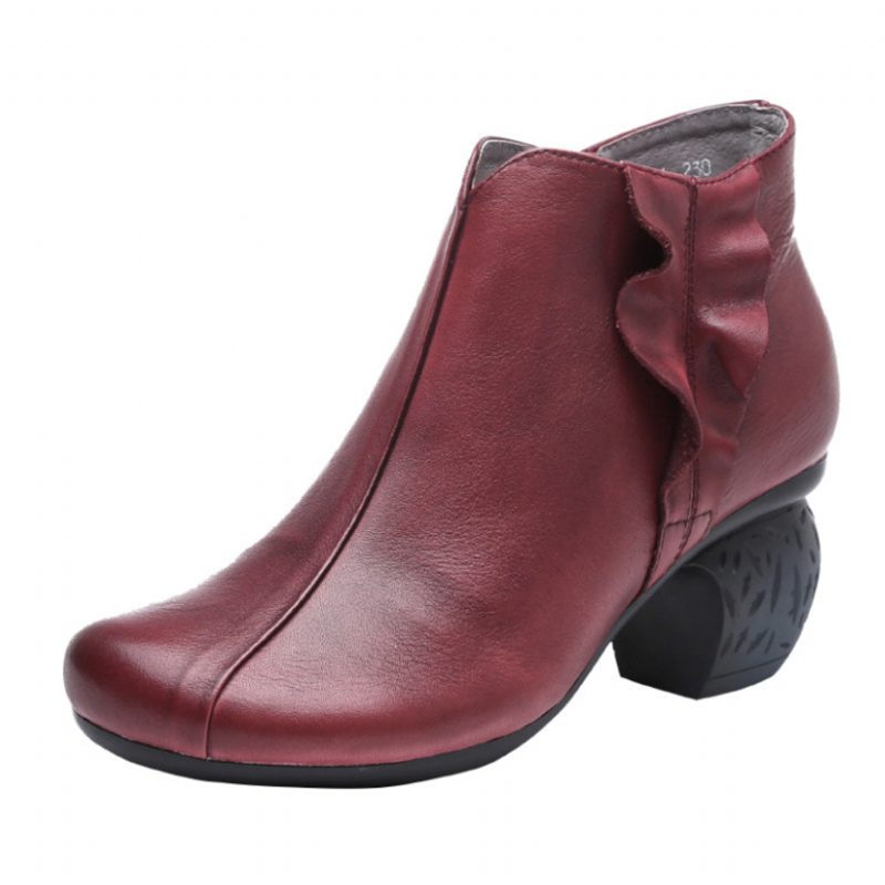 Håndlagde Retro Leather's Chunky Booties