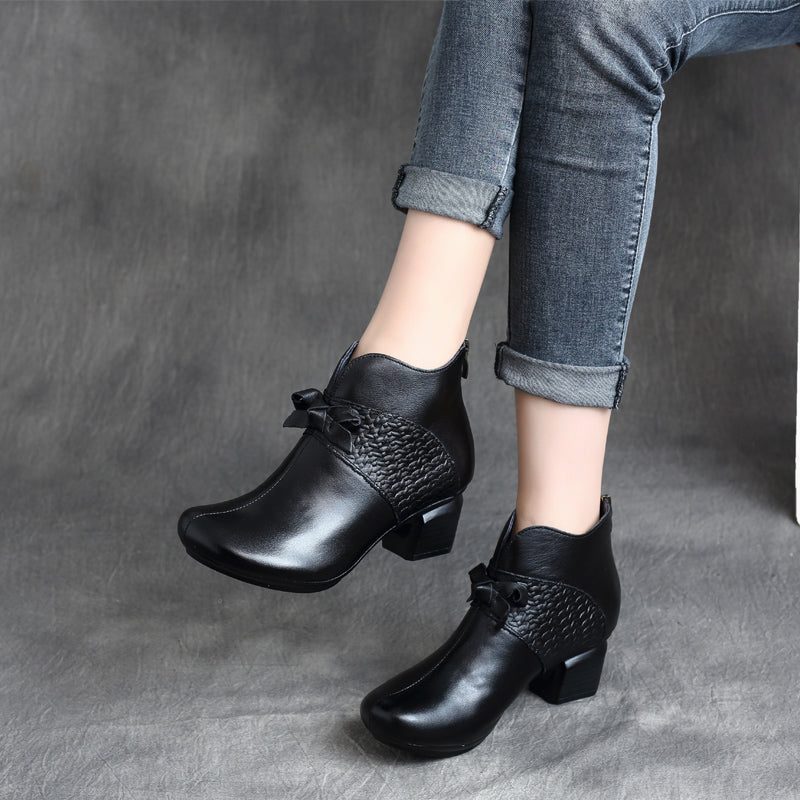 Håndlagde Retro Mid-heel Chunky Boots