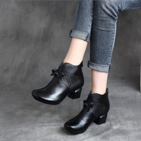 Håndlagde Retro Mid-heel Chunky Boots