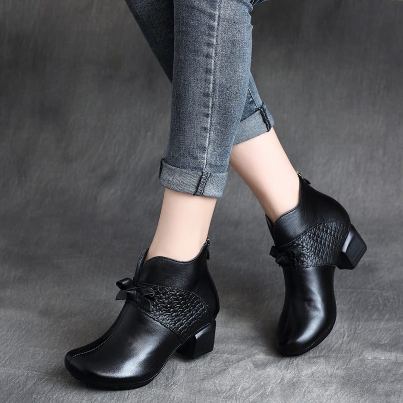 Håndlagde Retro Mid-heel Chunky Boots