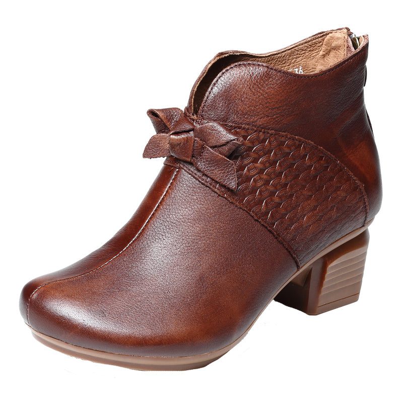 Håndlagde Retro Mid-heel Chunky Boots