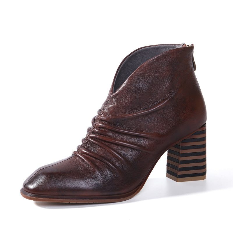 Håndlagde Vintage Chunky Boots I Lær