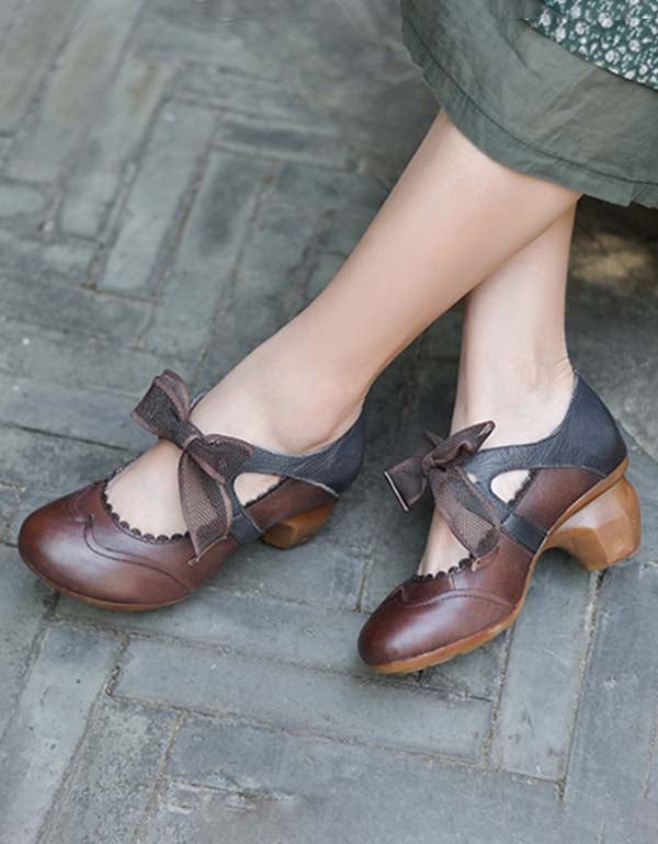 Håndlagde Vintage Elegant Ballet Chunky Heels