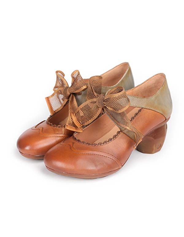 Håndlagde Vintage Elegant Ballet Chunky Heels