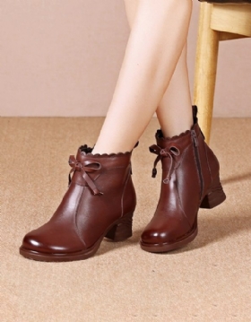 Håndskårne Bowknot Elegant Chunky Boots Dame