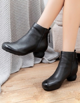 Komfortable Retro Chunky Heels Damestøvler