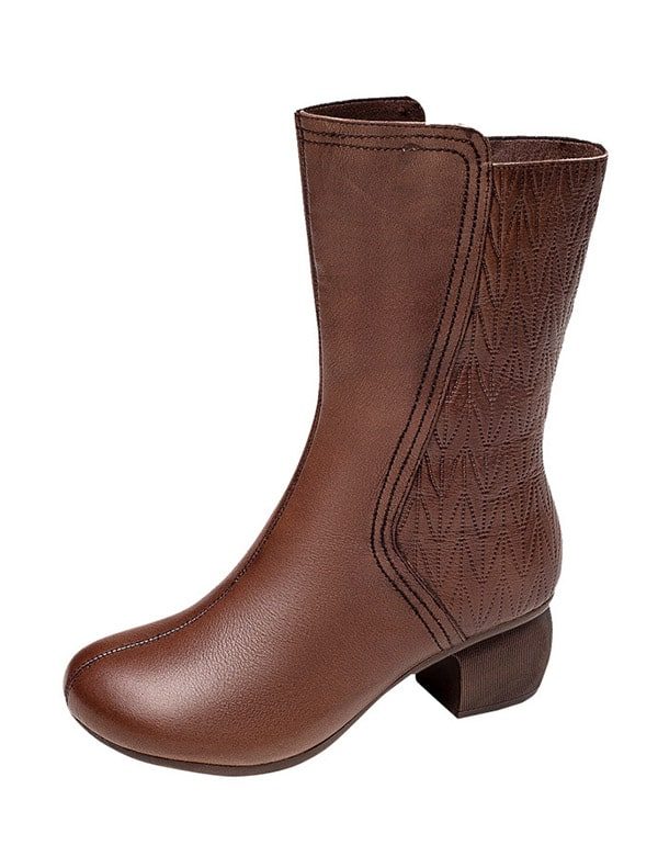 Mid-tube Rundt Hode Plysj Retro Chunky Boots