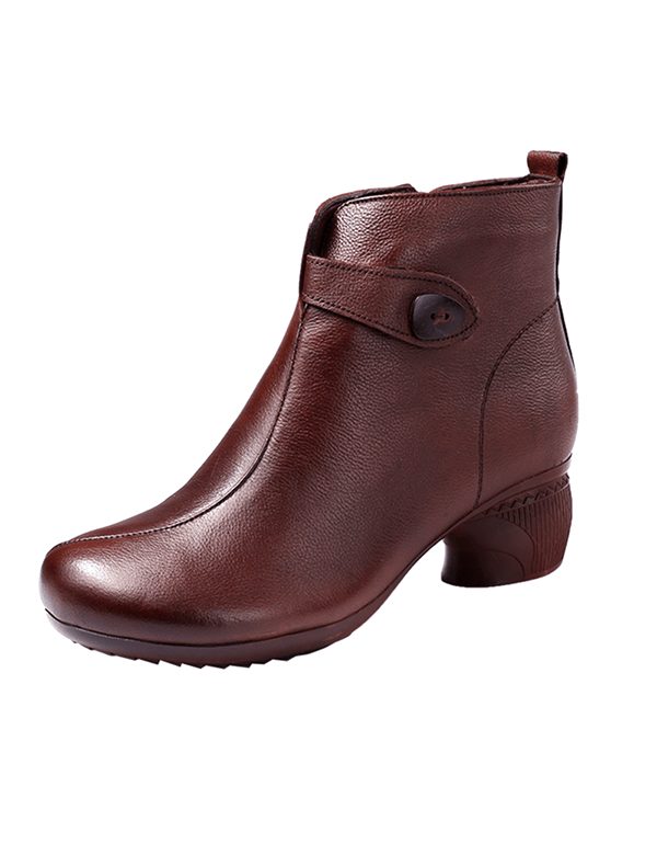 Vinter Høst Kvinners Retro Leather Chunky Boots