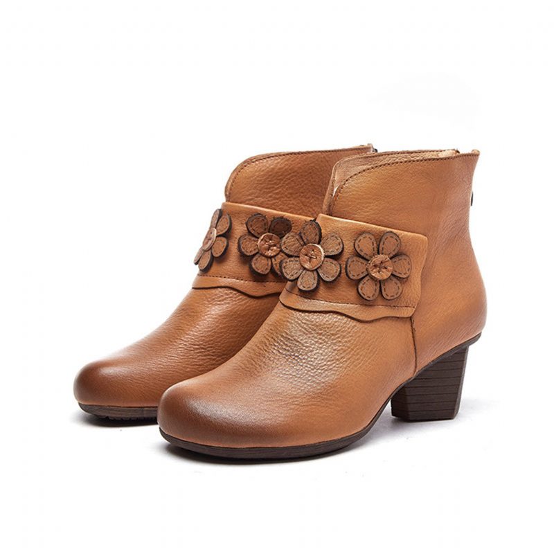 Vinter Retro Leather Chunky Boots | Gave Sko