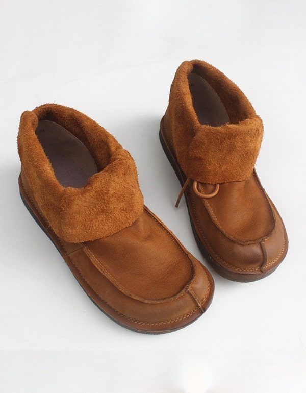 Autumn Genuine Leather Cow Tendon Retro Ankel Boots