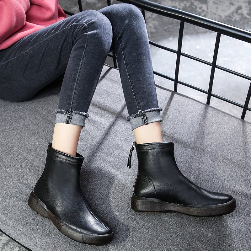 Chelsea Velvet Short Boots I Ekte Skinn 34-43