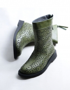 Håndlagde Hule Sommerstøvler I Skinn For Kvinner