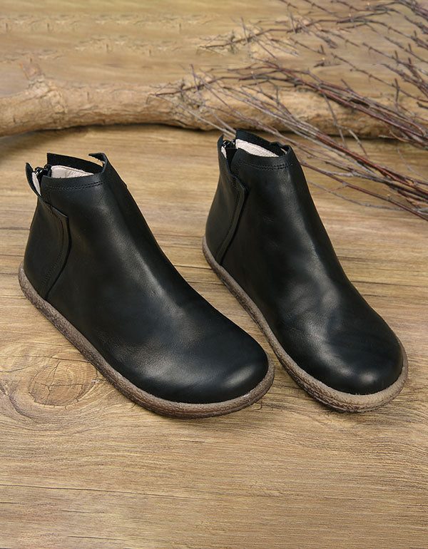 Håndlagde Retro Leather Short Boots