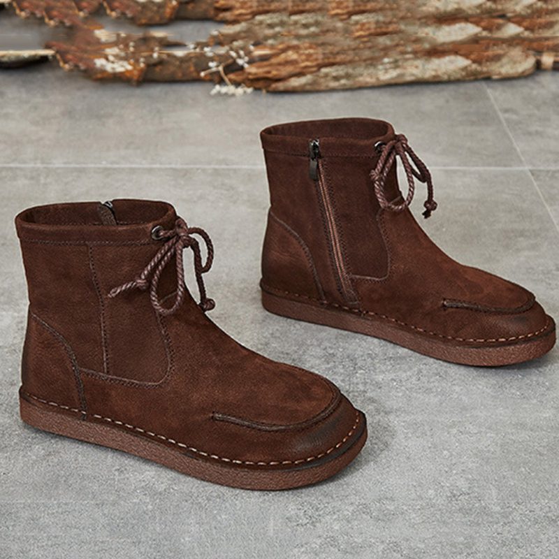 Håndlagde Retro Leather Short Boots | Gave Sko