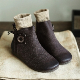 Høst Håndlagde Retro Flat Leather Short Boots | Gave Sko