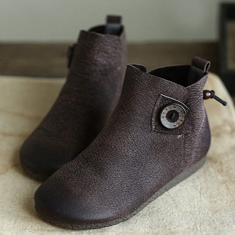 Høst Håndlagde Retro Flat Leather Short Boots | Gave Sko